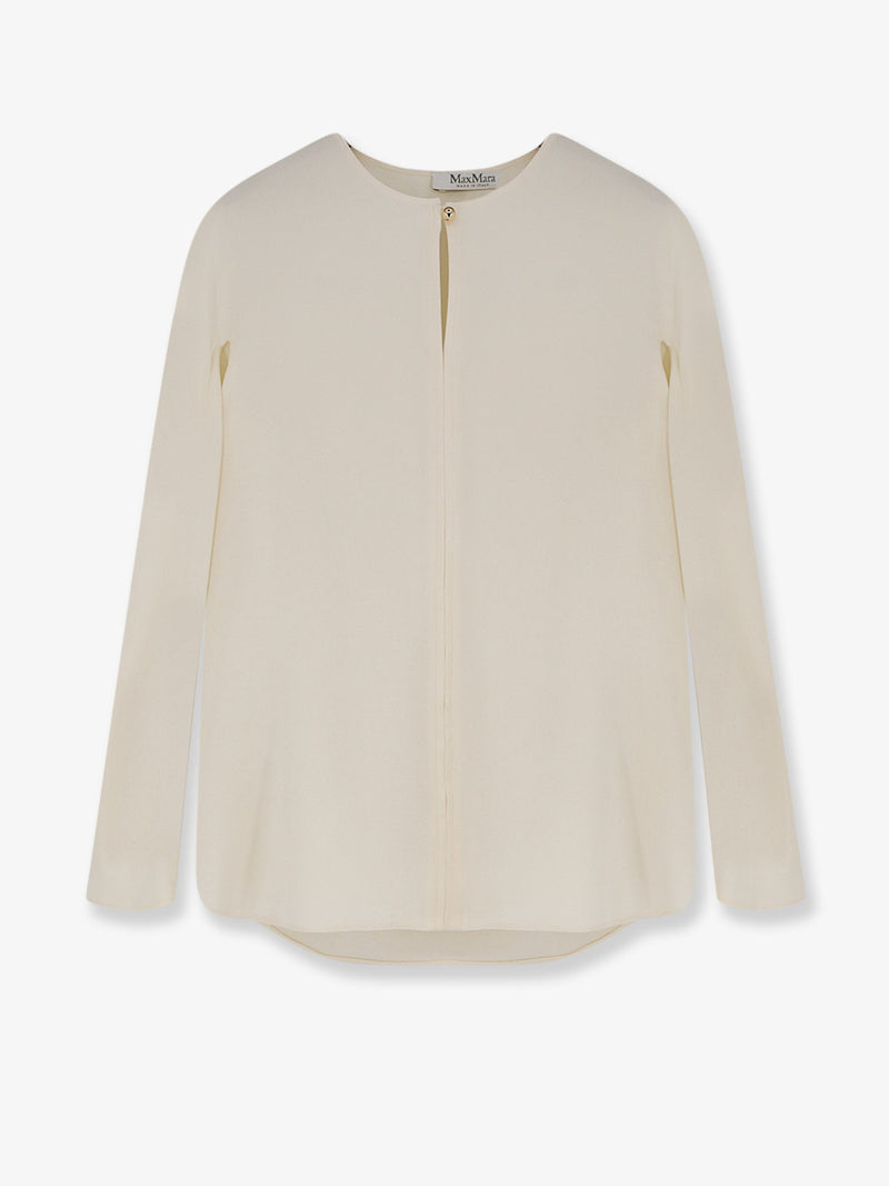 Max Mara Max Mara Mxpmitico Stretch Silk Shirt White - World Class Fashion