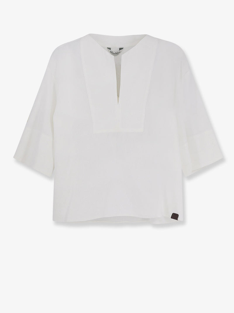 Max Mara Max Mara Linen and Viscose Shirt White - World Class Fashion