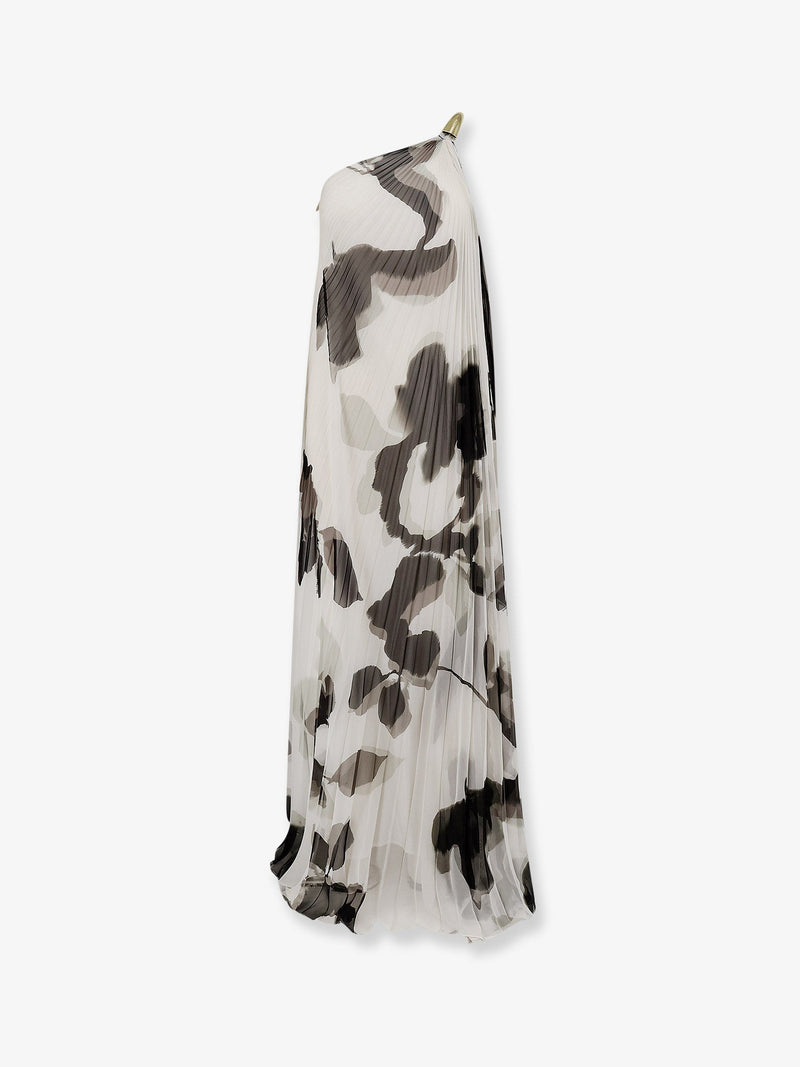 Max Mara Max Mara Mxefuggito Pleated Long Dress White - World Class Fashion