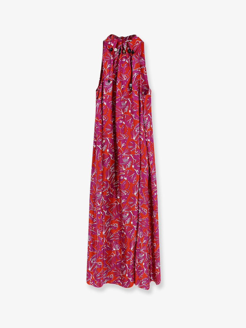 Max Mara Max Mara Mxmcartone Silk Long Dress Red - World Class Fashion