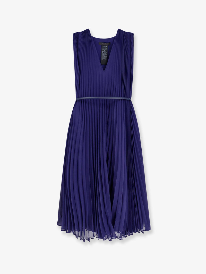 Max Mara Max Mara Mxecapsula Pleated Long Dress Purple - World Class Fashion