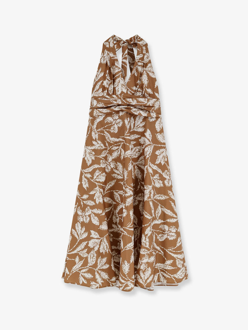 Max Mara Max Mara Mxmebella Printed Cotton Dress Brown - World Class Fashion