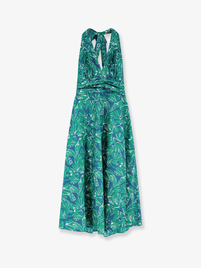 Max Mara Max Mara Mxmebella Printed Cotton Dress Green - World Class Fashion