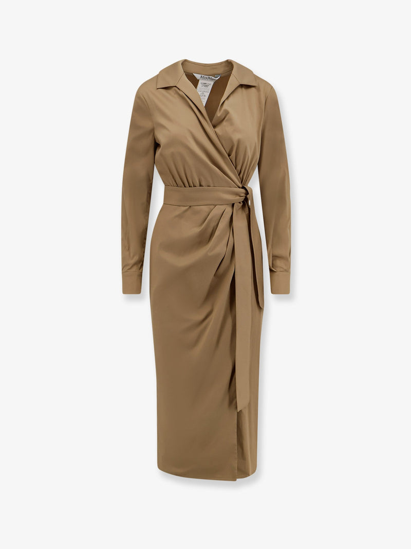 Max Mara Max Mara Mxmbeta Cotton Blend Dress Beige - World Class Fashion