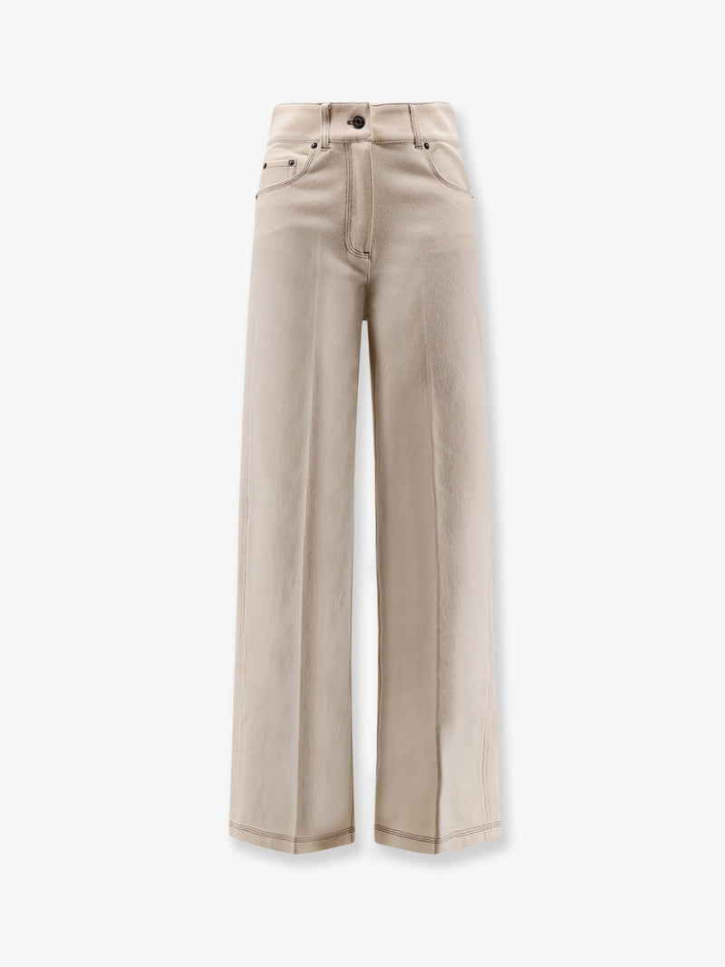 Max Mara Max Mara Cotton Blend Mxpribes Trousers Beige - World Class Fashion