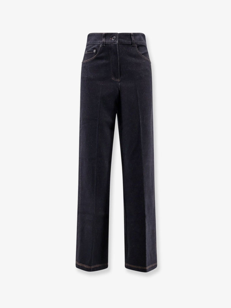 Max Mara Max Mara Cotton Blend Trousers Blue - World Class Fashion