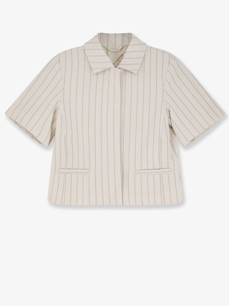 Max Mara Max Mara Mxmangio Americana de algodón blanca - World Class Fashion
