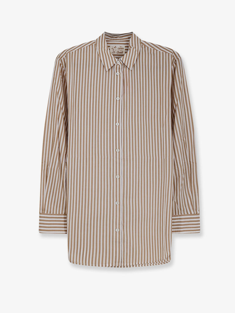 MC2 Saint Barth MC2 Saint Barth Brigitte Striped Cotton Shirt Beige - World Class Fashion