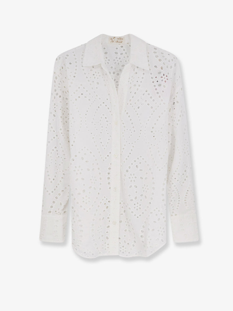 MC2 Saint Barth MC2 Saint Barth Cristal Broderie Anglaise Shirt White - World Class Fashion