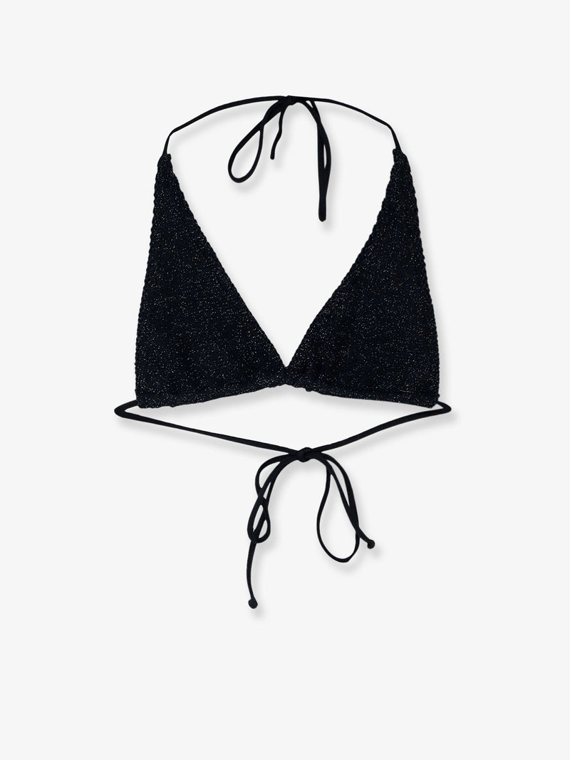 MC2 Saint Barth MC2 Saint Barth Guiana Crinkle Lurex Bikini Top Black - World Class Fashion