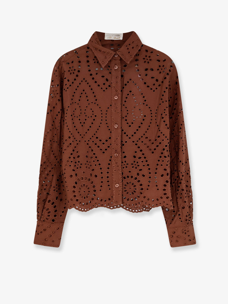 MC2 Saint Barth MC2 Saint Barth Oriane Sangallo Lace Shirt Brown - World Class Fashion