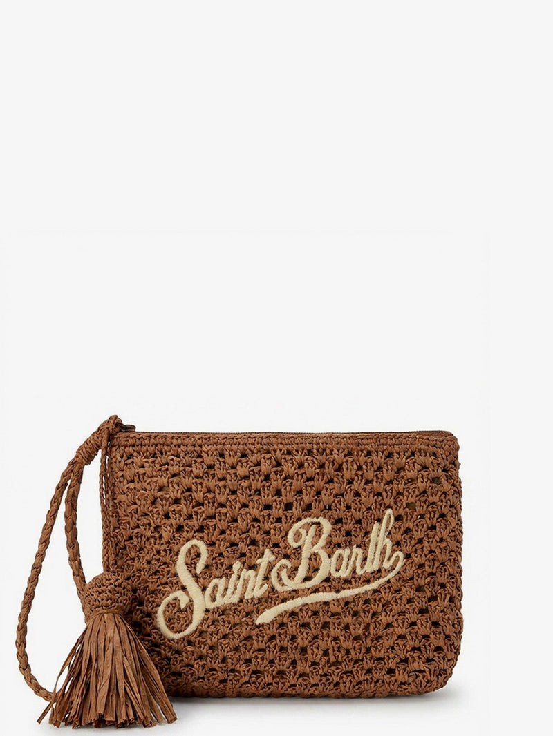 MC2 Saint Barth Mc2 Saint Barth Woven Raffia Clutch With Embroidered Logo - World Class Fashion