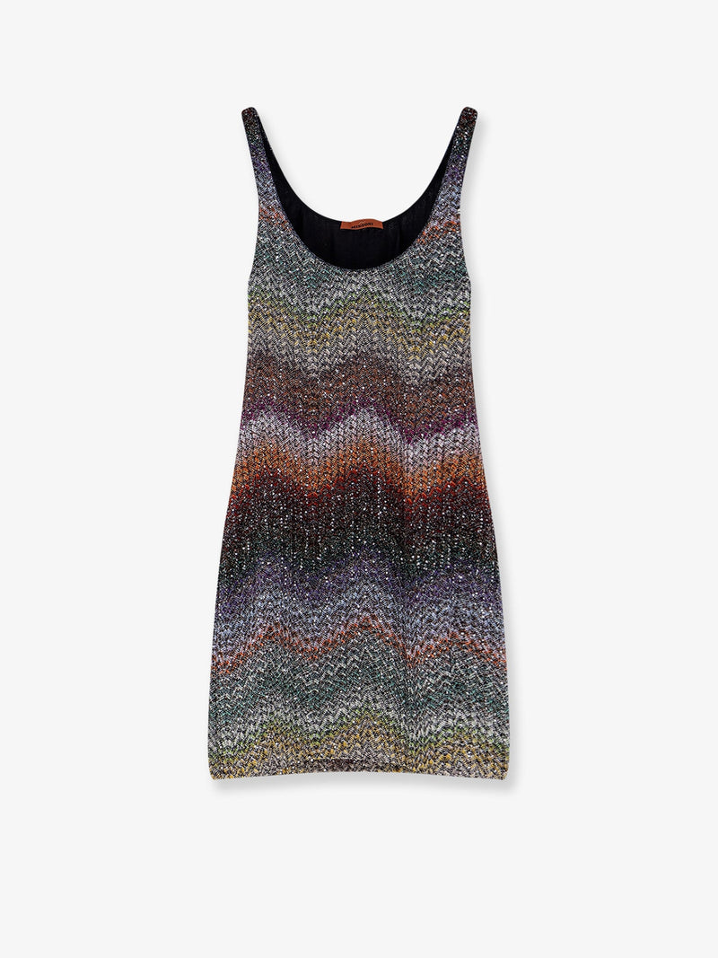 Missoni Vestido Corto de Punto Missoni con Lentejuelas por Toda la Prenda Multicolor - World Class Fashion
