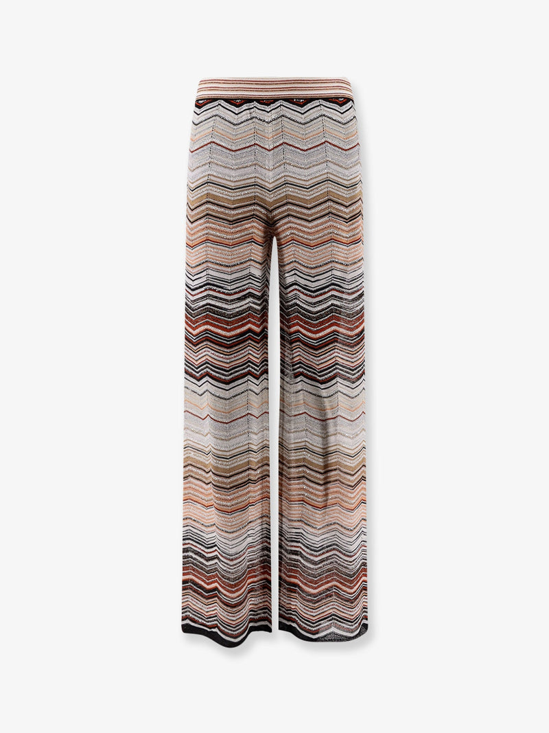 Missoni Pantalones Missoni de viscosa laminados con motivos de chevrón multicolor - World Class Fashion
