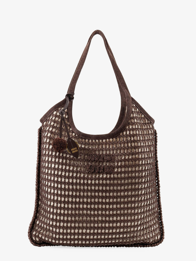 Miu Miu Miu Miu Crochet Mesh Shopping Bag Brown - World Class Fashion
