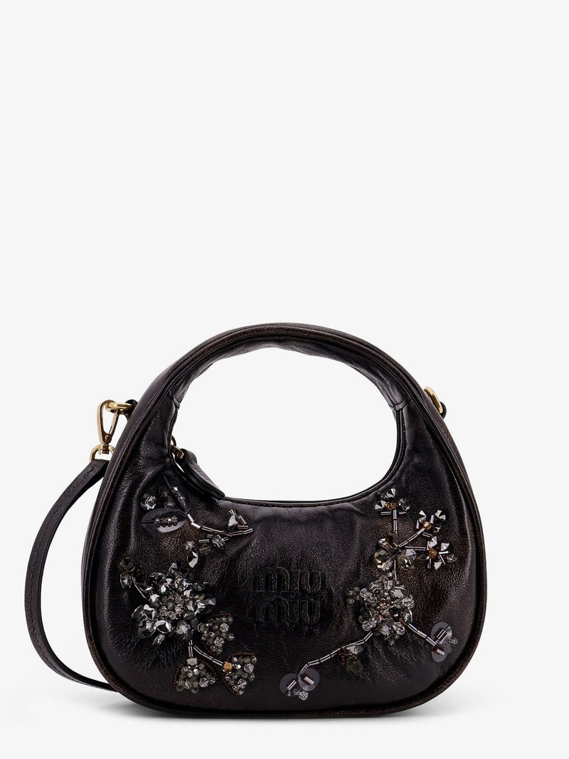 Miu Miu Miu Miu Wander Leather Mini Crossbody Bag Black - World Class Fashion