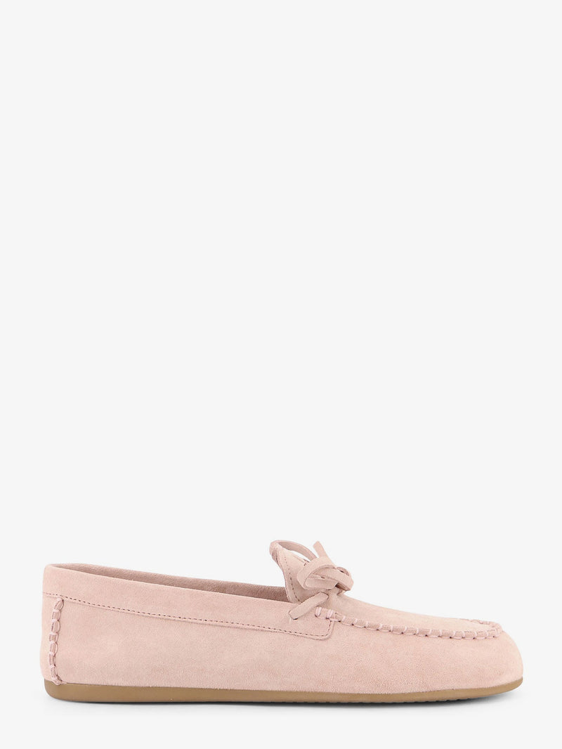 Miu Miu Miu Miu Suede Loafer with Frontal Logo Pink - World Class Fashion