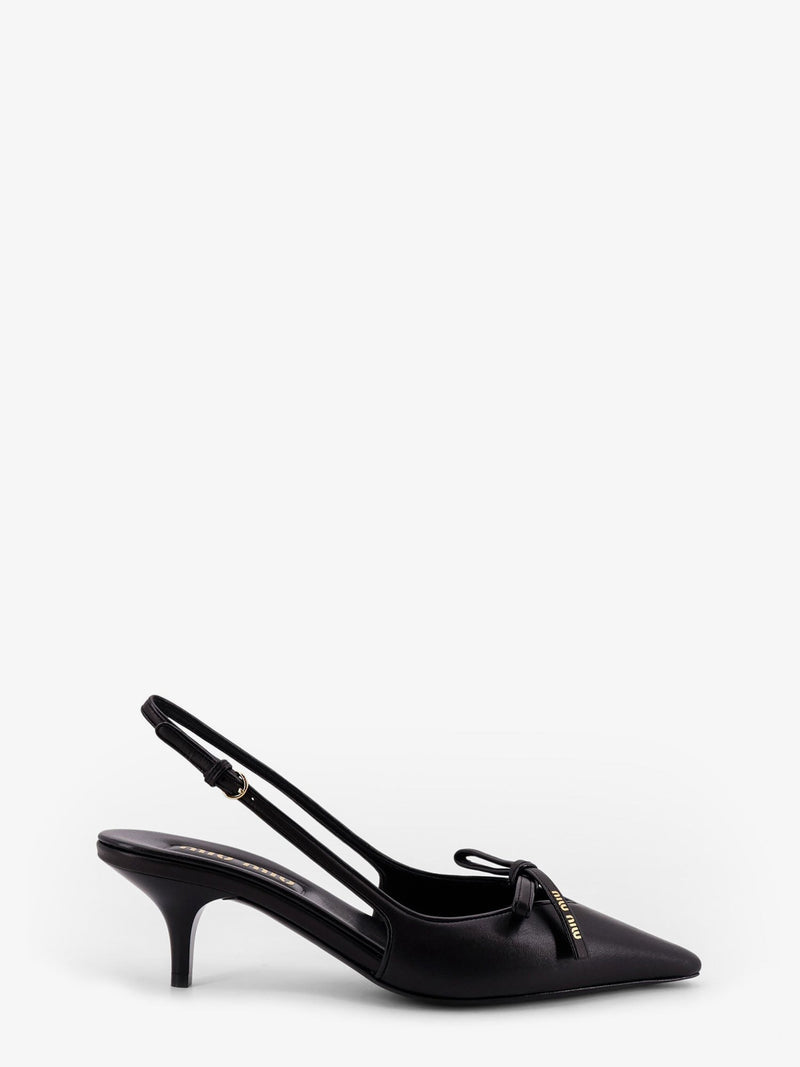 Miu Miu Miu Miu Leather Pumps with Logo Bow Black - World Class Fashion