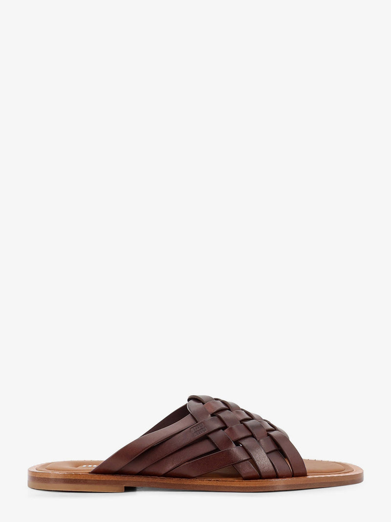 Miu Miu Miu Miu Leather Sandals Brown Women - World Class Fashion