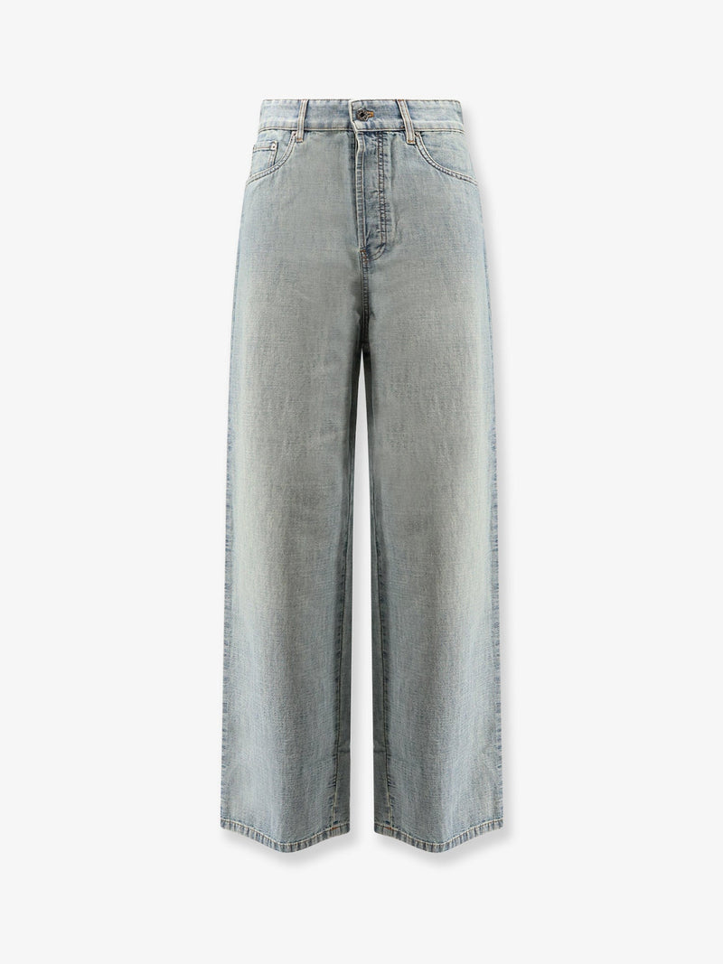 Miu Miu Miu Miu Cotton Jeans with Logo Embroidery Blue - World Class Fashion