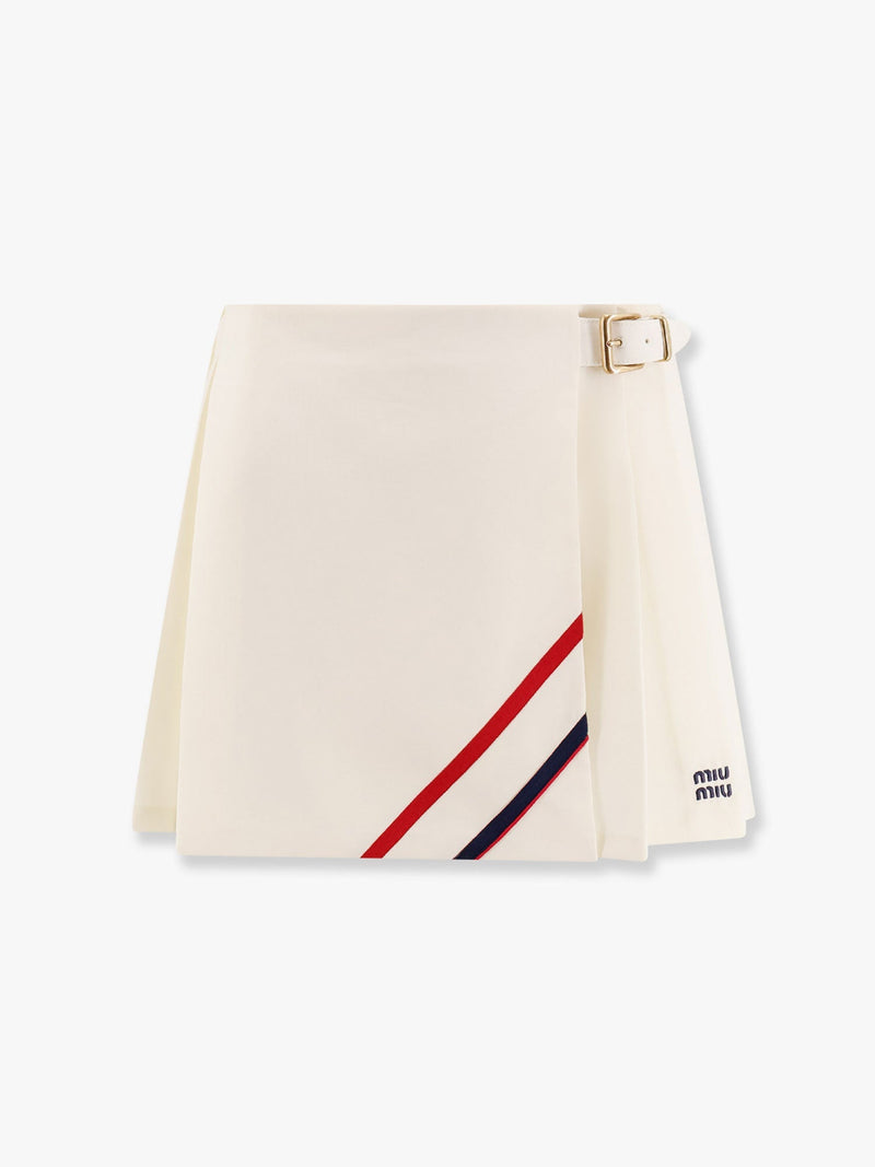 Miu Miu Falda Miu Miu plisada de lana y mohair blanca - World Class Fashion