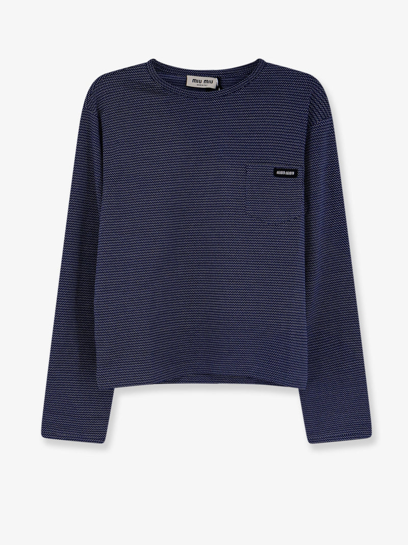 Miu Miu Miu Miu Two-Tone Jersey T-Shirt Blue Women - World Class Fashion