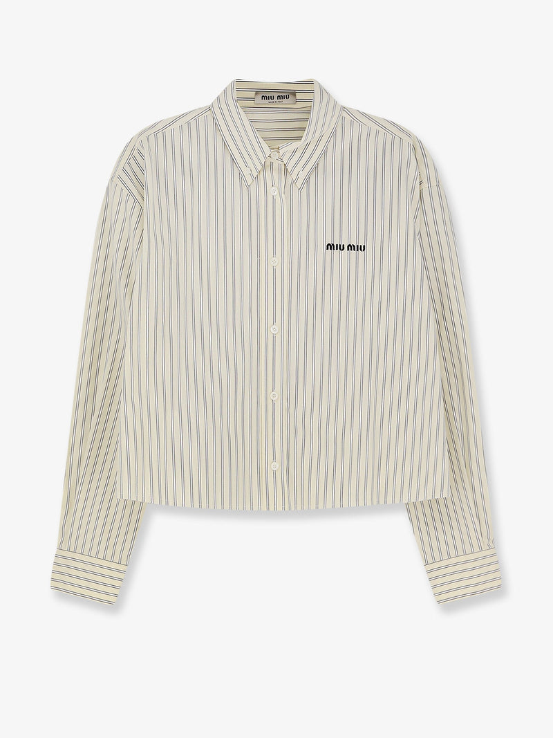 Miu Miu Miu Miu Striped Cotton Shirt Yellow Women - World Class Fashion