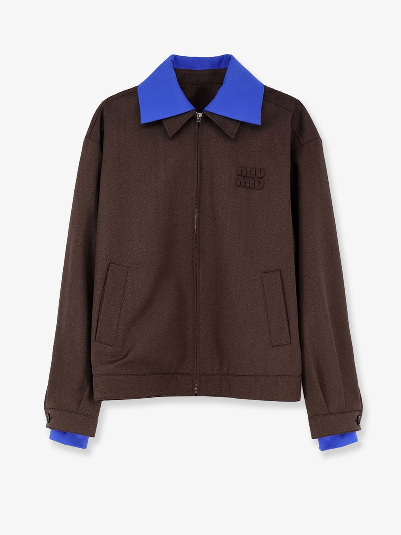 Miu Miu Chaqueta Miu Miu de Lana Virgen Marrón para Mujer - World Class Fashion