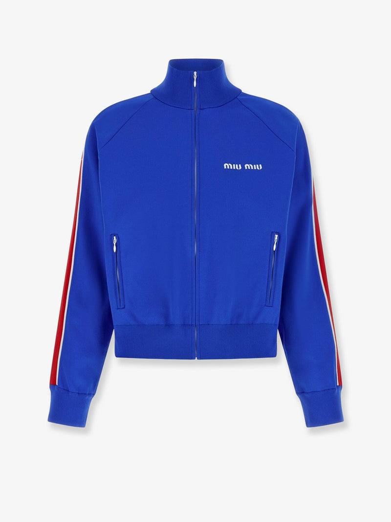Miu Miu Miu Miu Recycled Material Sweatshirt Blue - World Class Fashion