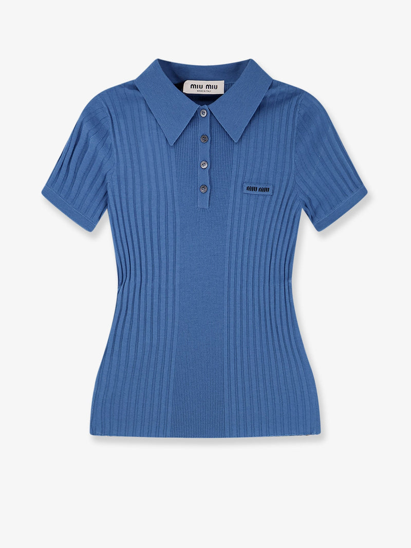 Miu Miu Polo de lana virgen Miu Miu para mujer azul - World Class Fashion