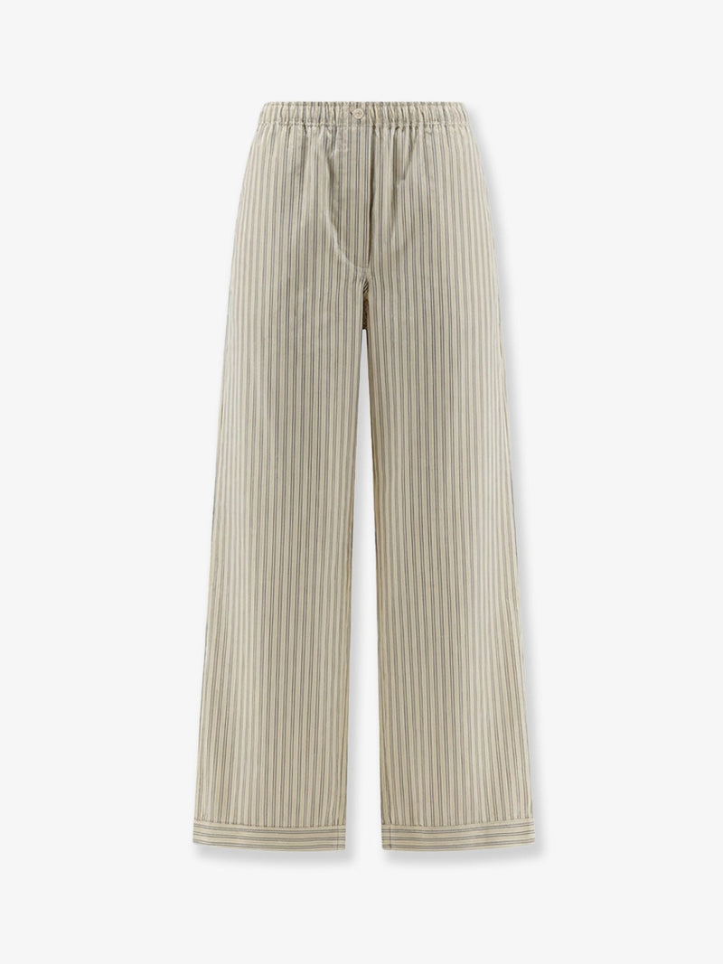 Miu Miu Miu Miu Pantalón de pijama a rayas de algodón beige - World Class Fashion