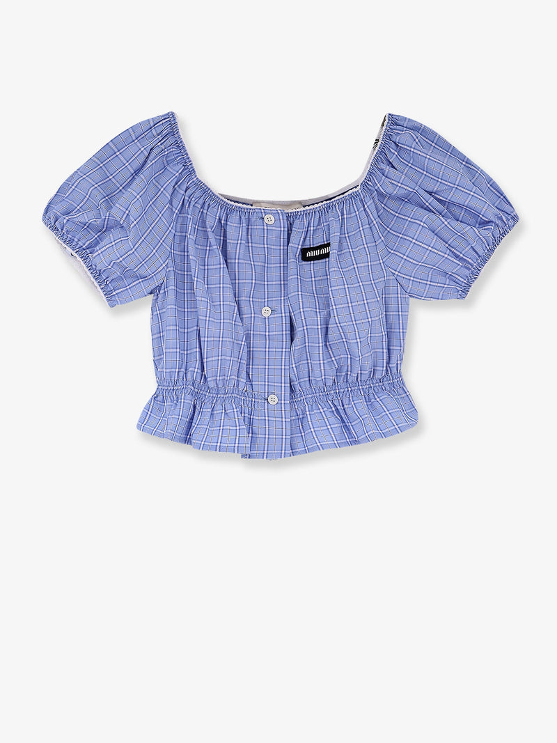 Miu Miu Miu Miu Striped Cotton Top Blue Women - World Class Fashion