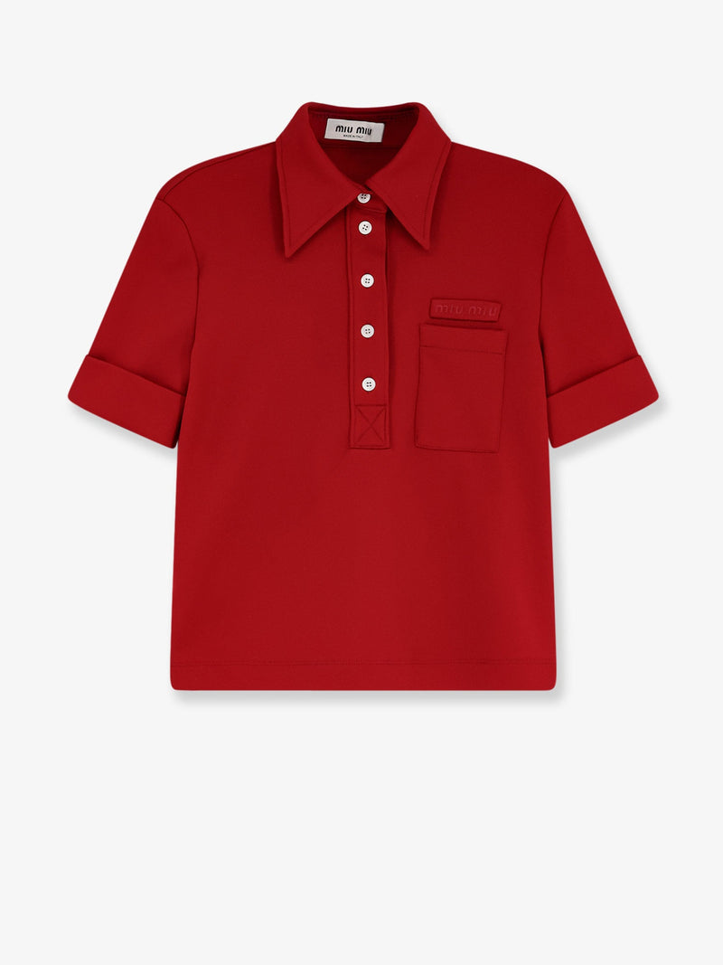 Miu Miu Polo Miu Miu con Parche de Logotipo con Letras Rojo - World Class Fashion
