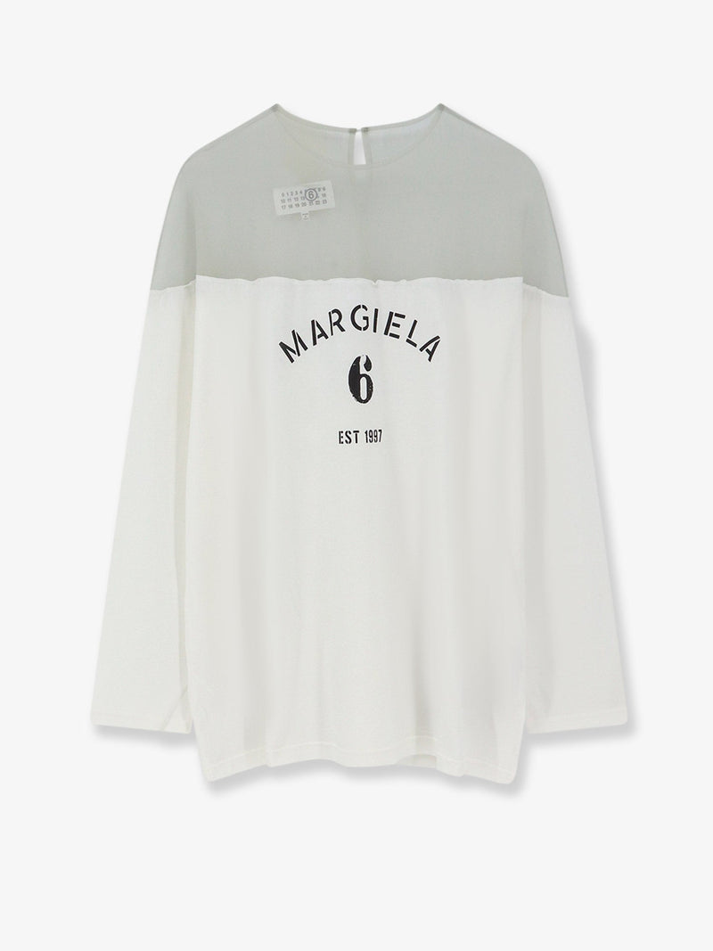 MM6 Maison Margiela MM6 Maison Margiela Cotton T-Shirt with Voile Insert White - World Class Fashion