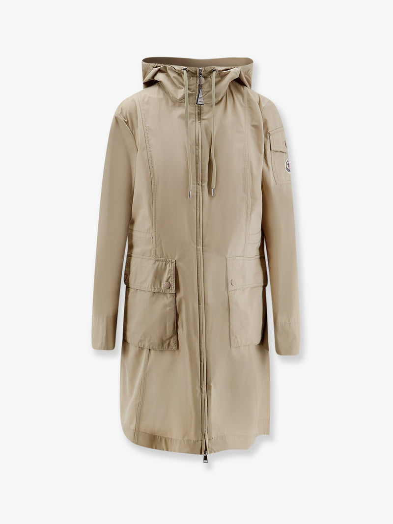 Moncler Moncler Laerte Cotton Blend Long Jacket Beige - World Class Fashion