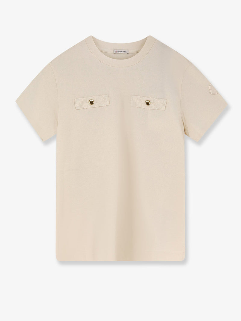 Moncler Moncler Cotton T-Shirt Beige Women - World Class Fashion