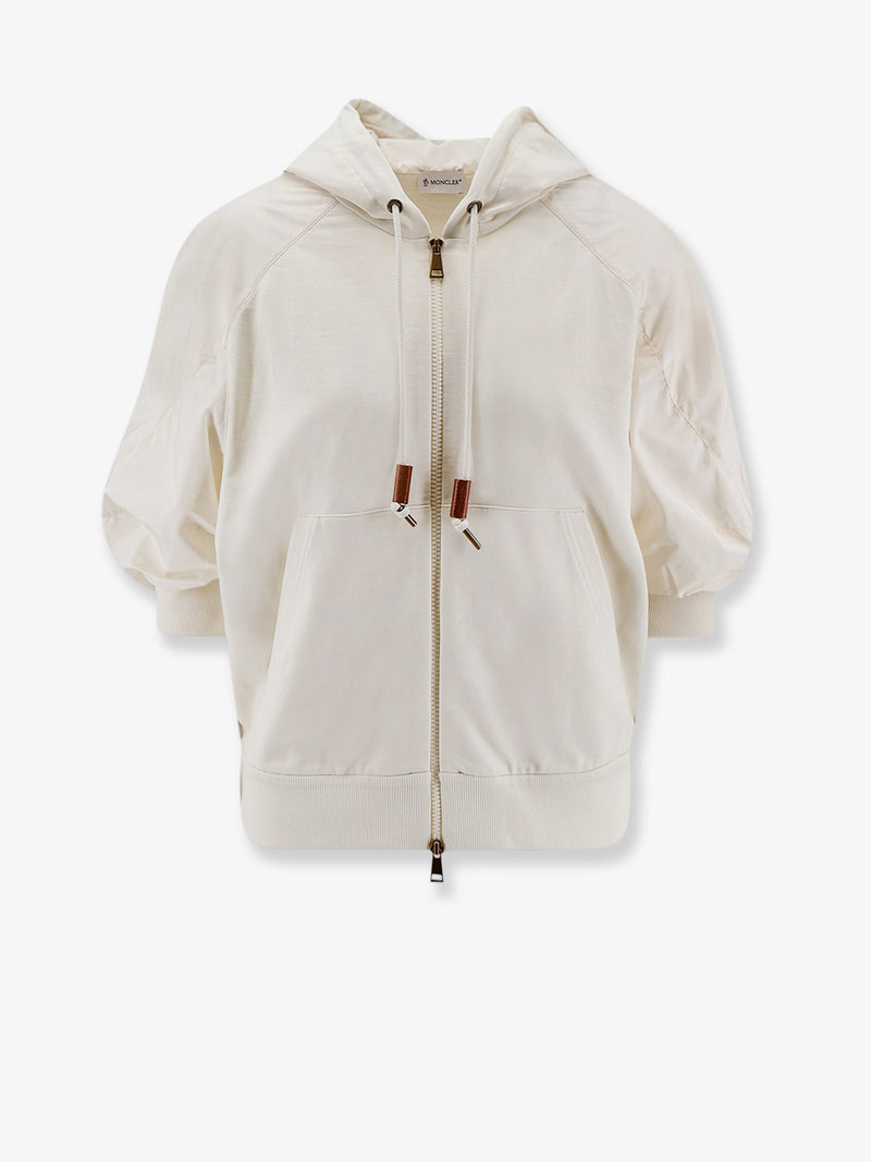 Moncler Moncler Cotton Sweatshirt with Nylon Sleeves White - World Class Fashion