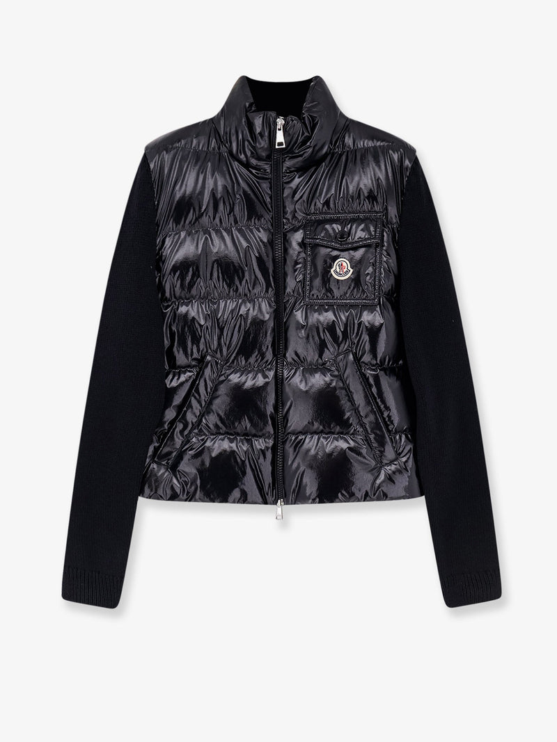 Moncler Moncler Down Jacket with Virgin Wool Inserts Black - World Class Fashion