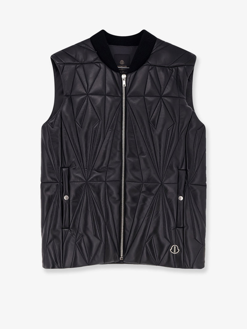 Moncler + Rick Owens Moncler + Rick Owens Geocamo Flight Leather Vest Black - World Class Fashion