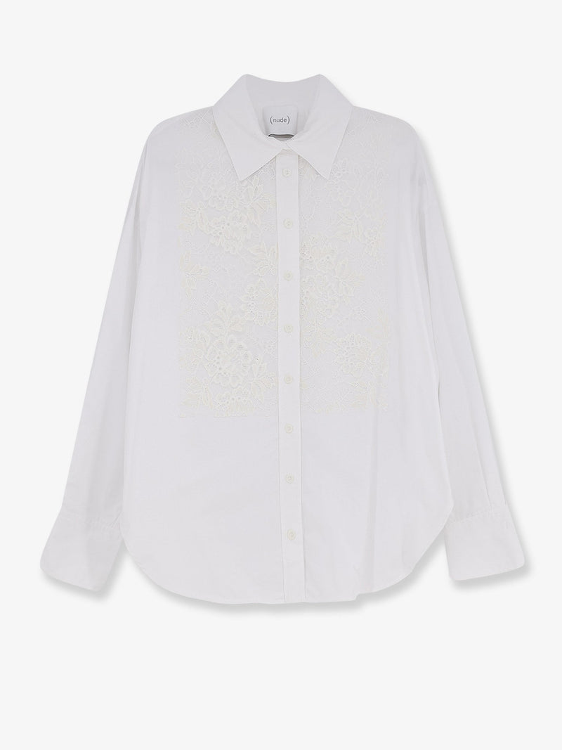 Nude Nude Cotton Lace Detail Shirt White - World Class Fashion