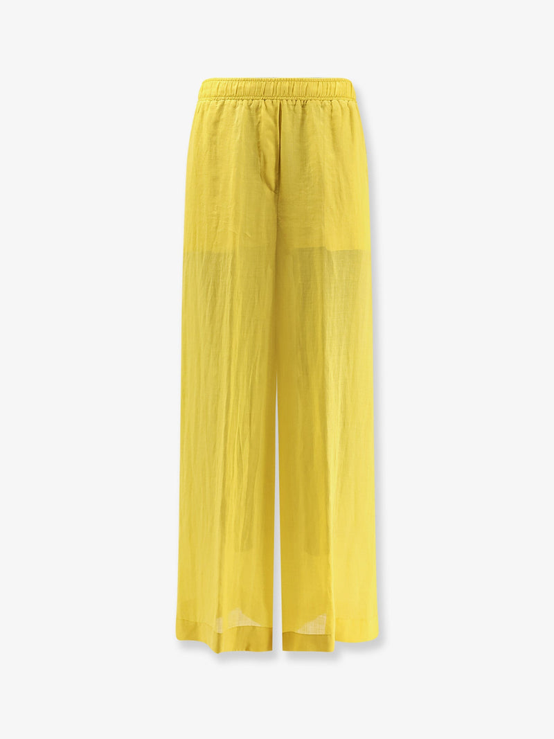 Nude Pantalones nude de lino y mezcla para mujer, color amarillo - World Class Fashion