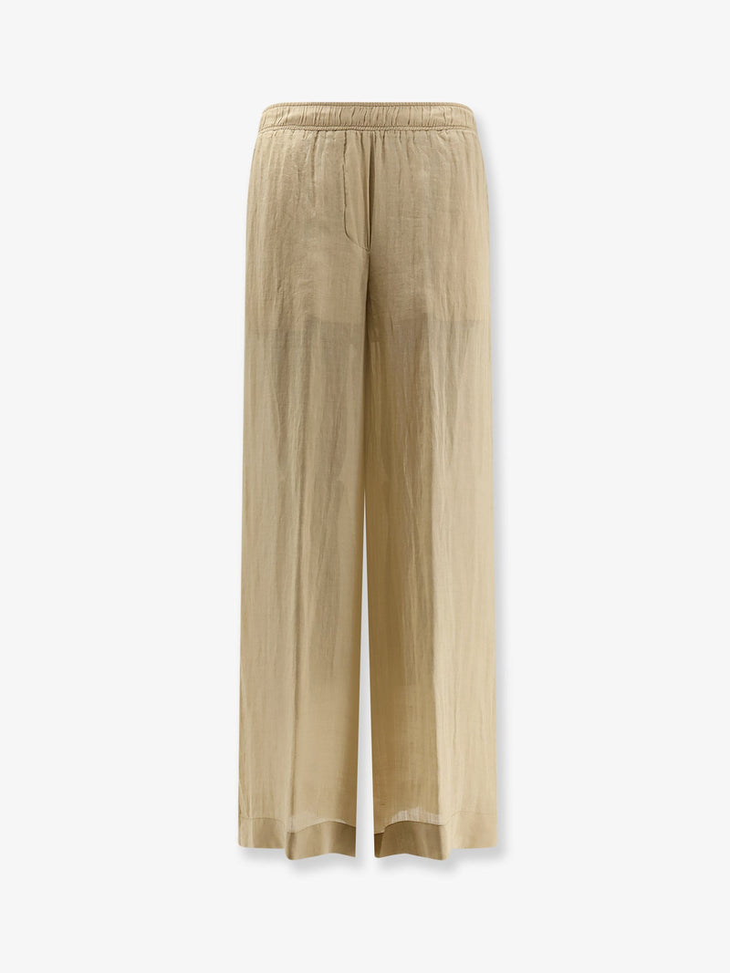 Nude Pantalones de Lino Crudo Beige para Mujer - World Class Fashion