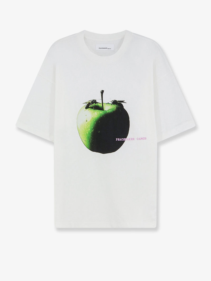 Oamc Peacemaker Camiseta de Algodón Oamc Peacemaker con Estampado de Manzana Blanco - World Class Fashion