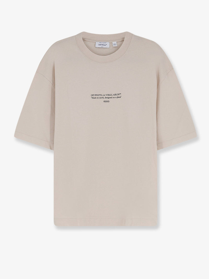 Off-White Off-White Statement Cotton T-Shirt Beige - World Class Fashion