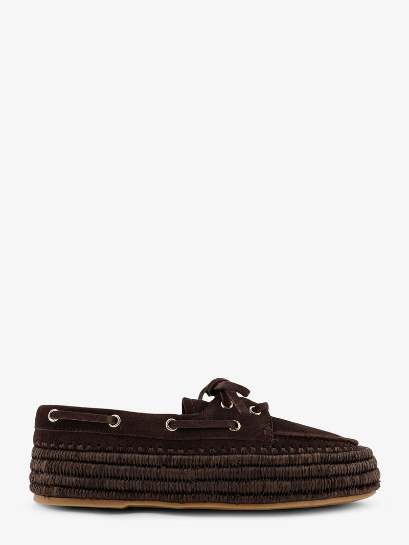 Paloma Barcelo' Paloma Barcelo' Penelope Suede and Raffia Loafers Brown - World Class Fashion