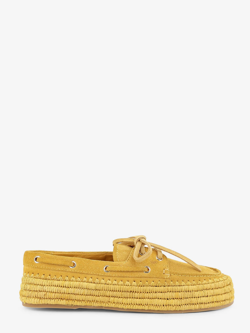 Paloma Barcelo' Paloma Barcelo' Penelope Suede and Raffia Loafers Yellow - World Class Fashion