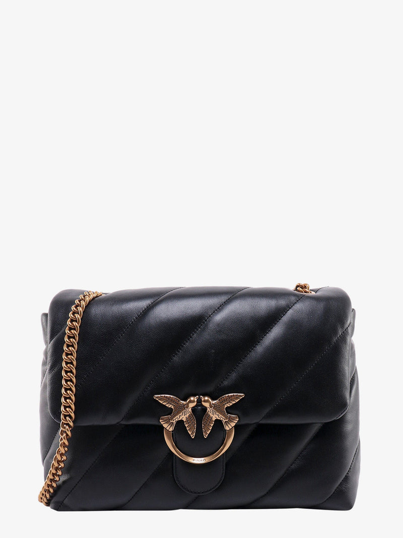 Pinko Pinko Love Puff Quilted Leather Crossbody Bag Black - World Class Fashion