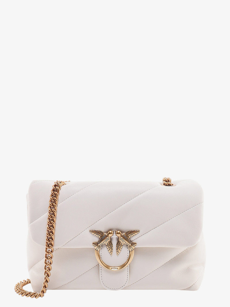 Pinko Pinko Love Puff Classic Quilted Leather Crossbody Bag White - World Class Fashion