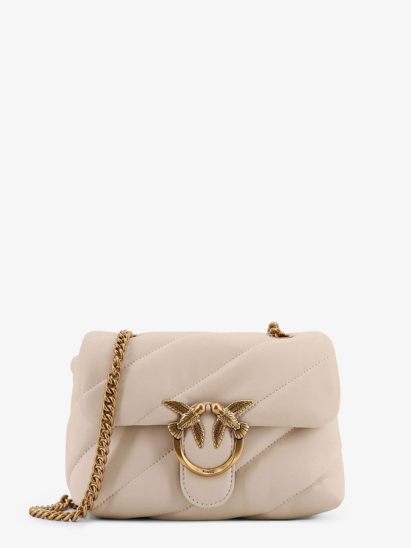 Pinko Pinko Love Puff Mini Quilted Leather Crossbody Bag White - World Class Fashion
