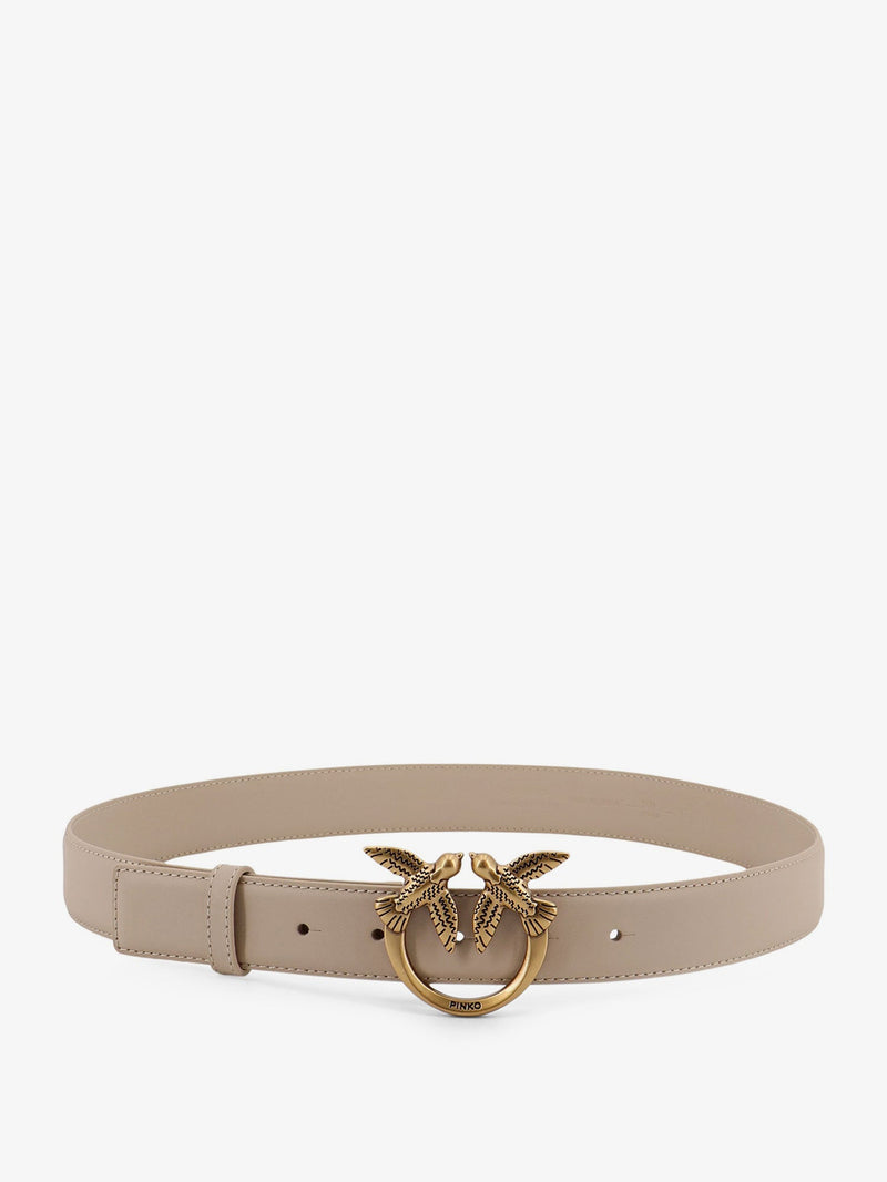 Pinko Pinko Berry Leather Belt Beige - World Class Fashion